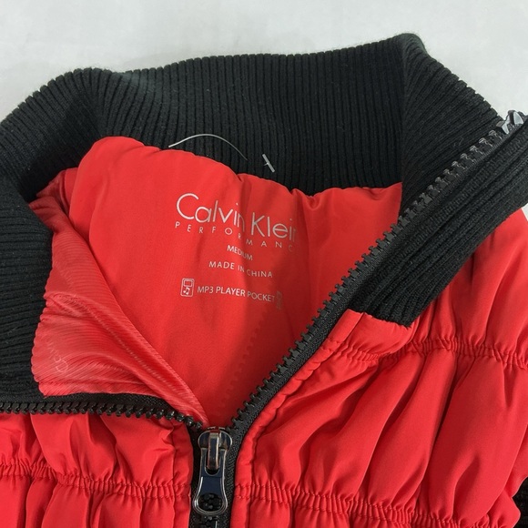 Calvin Klein Red Quilted Sleeveless Puffer Vest with Black Trim - Picture 4 of 5